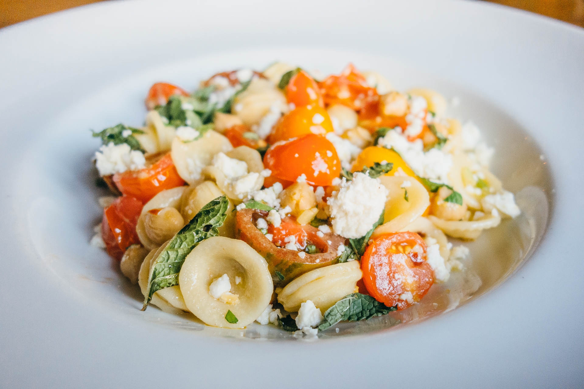 Orecchiette with Tomatoes, Feta, and Mint